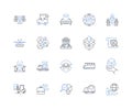 Provisioning line icons collection. Allocation, Deployment, Implementation, Logistics, Mobilization, Arrangement