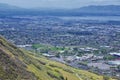 Provo Landscape and Utah Lake views from the Bonneville Shoreline Trail BST and theY trail, which follows the eastern shoreline