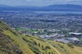 Provo Landscape and Utah Lake views from the Bonneville Shoreline Trail BST and theY trail, which follows the eastern shoreline