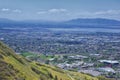 Provo Landscape and Utah Lake views from the Bonneville Shoreline Trail BST and theY trail, which follows the eastern shoreline
