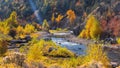 Provo river landscape with colorful fall foliage in Utah