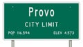 Provo road sign showing population and elevation