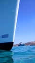 Prow of boat in blue sea Royalty Free Stock Photo