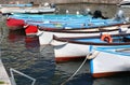 prow of the boats moored in the Piccolo Marina waiting to sail t Royalty Free Stock Photo