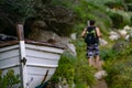 Bow of a small boat in the middle of nature after a tourist who has just left it behind Royalty Free Stock Photo