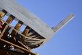 Prow of wooden boat under costruction Royalty Free Stock Photo