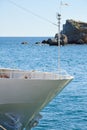 Prow of yacht on sea background Royalty Free Stock Photo