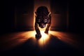 Prowling Tiger Illuminated in the Dark Royalty Free Stock Photo