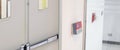 Proximity card reader door unlock, Closeup ID Card fingerprint scanning access control system for identity verification to open