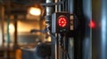 Proximity sensor detecting forklift in warehouse, manufacturing automation