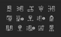 Proxy server chalk white icons set on black background