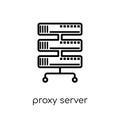 proxy server icon. Trendy modern flat linear vector proxy server