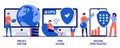Proxy server, VPN access, secure web traffic concept with tiny people. Secure network connection and privacy protection abstract