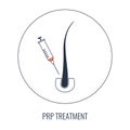 PRP hair loss treatment poster with a follicle and a syringe