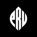 PRU circle letter logo design with circle and ellipse shape. PRU ellipse letters with typographic style. The three initials form a Royalty Free Stock Photo
