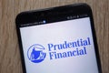 Prudential Financial logo displayed on a modern smartphone
