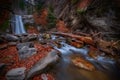 Pruncea Waterfall in Buzau County Romania shot with long exposure at evening