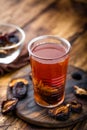 Prune drink, dried plums extract, fruits beverage Royalty Free Stock Photo