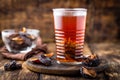 Prune drink, dried plums extract, fruits beverage Royalty Free Stock Photo