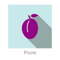 Prune fruit flat icon, vector illustration