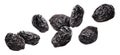 Prunes isolated on white background with clipping path