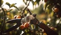 Pruning fresh green plant with steel shears generated by AI Royalty Free Stock Photo