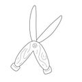 Pruning shears scissors, doodle outline icon, gardening tool for cutting and trimming bushes and plants, shears secateur