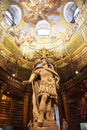 The Prunksaal statue center of the old imperial library for Austrians people and foreign travelers travel visit at State Hall of