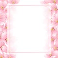 Prunus serrulata - Cherry blossom, Sakura Banner Card. Vector Illustration