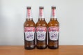 Three bottles of Zywiec beer Royalty Free Stock Photo