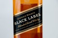 Close-up for label of scotch whisky Johnnie Walker Black Label.