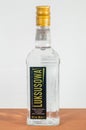 Bottle of Luksusowa vodka. Wodka luksusowa is a brand of vodka from Poland that is distilled from potatoes Royalty Free Stock Photo