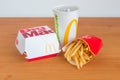 McDonald`s Big Mac menu with French Fries and Coca-Cola for drink.