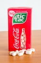 Box of limited edition Tic Tac with Coca-Cola and Tic Tacs with Coca-Cola flavoured Royalty Free Stock Photo