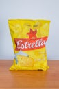 Bag of Estrella potato chips cheese with sour cream flavored