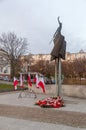 Nike monument at John Paul II square at National Independence Day in Poland