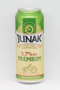 Can of Junak Premium beer Royalty Free Stock Photo