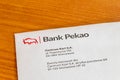 Detail of envelope with logo of Bank Polska Kasa Opieki Spolka Akcyjna