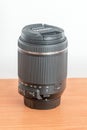 Tamron 18-200 mm f/3.5-6.3 Di II VC lens on wooden table