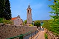 Prvic Luka village church and waterfront view Royalty Free Stock Photo