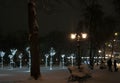 Pryluky, Chernihiv, Ukraine - 02/15/2021: Winter city illumination