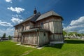 Przysiolek, Lubelskie, Poland - May 14, 2023: Historic wooden Roman Catholic Church from 1746