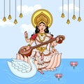 Indian goddess Devi Maa Saraswati, Happy Vasant Panchami Indian festival, Indian Hindu God Royalty Free Stock Photo