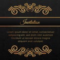 Vintage seamless damask wallpaper with a gold ribbon. Can be used as invitation Royalty Free Stock Photo