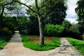 Paris, France - Urban park, Landscape, Fork in the Road in the Forest, Bagatelle Garden, Bois de Boulogne (PS-49039) Royalty Free Stock Photo