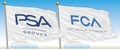 PSA and FCA car industrial group flags