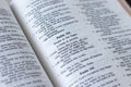 Psalm 134 verse in an open Holy Bible Book, a close-up