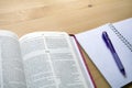 Psalms bible study with pen view from the top Royalty Free Stock Photo