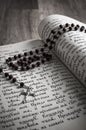 Psalter in the Old Church Slavonic language, close-up Royalty Free Stock Photo