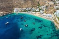 Psarou beach on the island of Mykonos, Cyclades, Greece